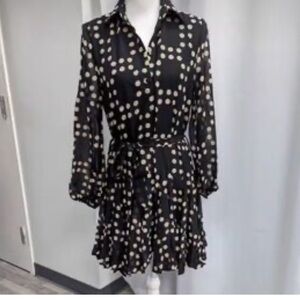 Polka Dot Sheer Black Midi Dress sheer sleeve so cute